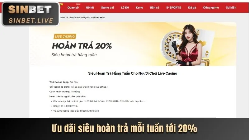 Thưởng nạp lại hàng tuần cho người chơi thể thao 789live